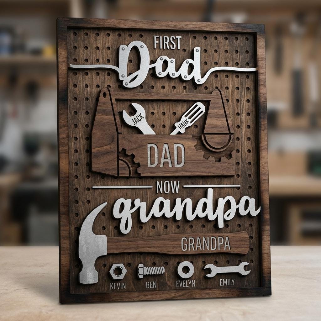 GIFT 2026, Custom Grandpa Birthday Acrylic Block, Personalized Best Grandpa Ever Standee Plaque, Elderly Bobblehead Desk Decor