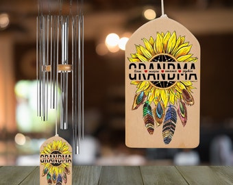 Personalized Sunflower Wind Chime, Custom Family Birth Florals Wind Chime, Custom Wind Chime, Grandma Gift Chime, Mother Gift, Garden Lover
