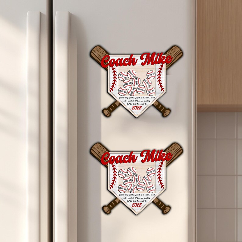 Custom Coach Baseball Magnet – Personalized Team Gift With Player Names ...