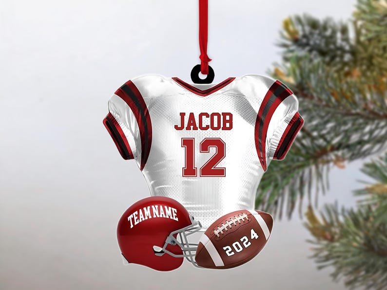 Personalized American Football Ornament, Custom Name Christmas Gift