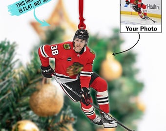 Personalized Hockey Player Ornament, Custom Photo Ice Hockey Christmas Gift, Sport Lover Keepsake, Gift for Hockey Player