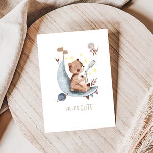 Postkarte Bär Weltall Dino A6 | Alles Gute Happy Birthday Karte Postkarte gemalte Karte für Dich zum Geburtstag Geburtstagskarte Alles Liebe