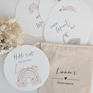 Meilensteinkarten Baby, RAINBOW girl, Mein erstes Jahr, personalisiert, Babymeilensteinkarten, Mädchen, Babyparty, Babygeschenk mit Name