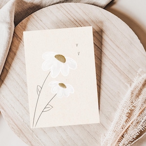 Postkarte Gänseblümchen A6 | Muttertag Karte Daisy mit Herzen Postkarte Dankeskarte Geburtstag Blumen Frühling Ostern Geschenk