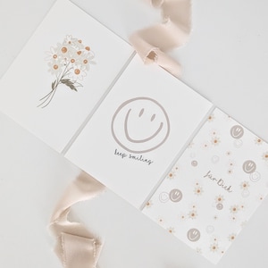 Postkartenset A6 | Daisy Karte Postkarte Aquarell gemalte Karte für Dich Dankeskarte Geburtstag Blumen Gänseblümchen Smiley keep smiling