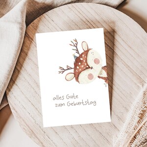 Postkarte Geburtstag Reh A6 | Happy Birthday Karte Postkarte gemalte Karte für Dich zum Geburtstag Geburtstagskarte Alles Liebe Elch Reh