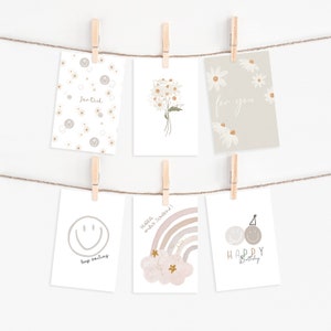 Postkartenset A6 | wählbar-Daisy Karte Postkarte Aquarell gemalte Karte für Dich Dankeskarte Geburtstag Blumen- Postkarten für jeden Anlass