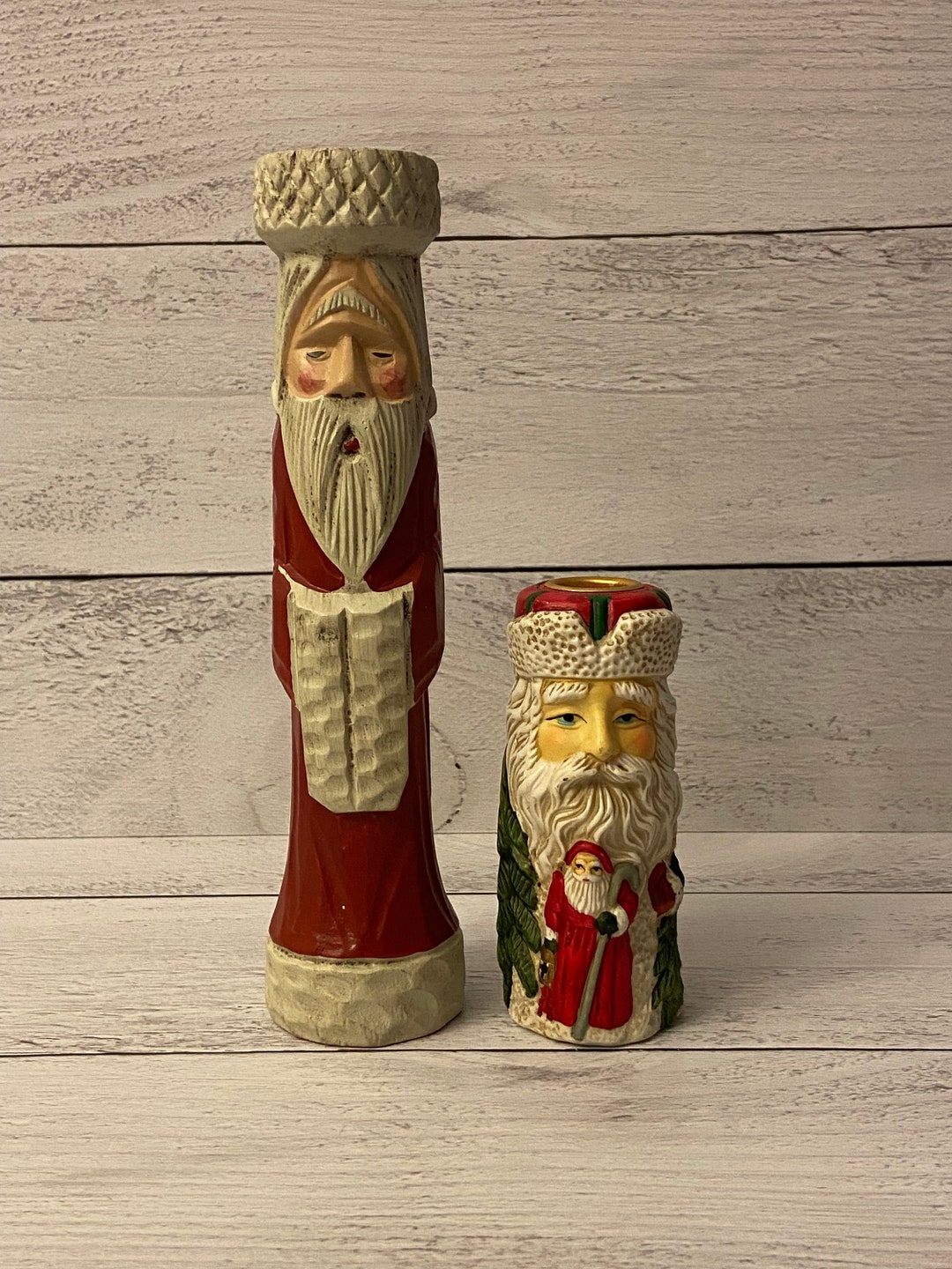 Vintage Santa Claus Candle Holders Etsy