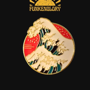 Hokusai-style Great Wave pin