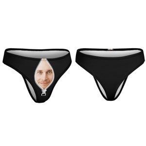 Custom Face Thong,Personalized Photo Gift for Girlfriend/Wife,Personalized Pantie with Face,Custom zip-up thongs,Best Anniversary Gift image 3
