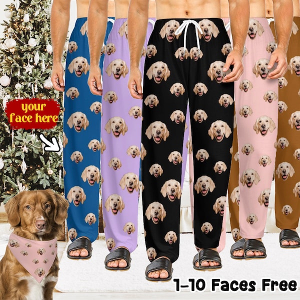 Custom Pajama Pants with Dog,Personalized Photo Pajama Trousers,Picture Print Pajama,Pet Photo pants, Christmas gift,Puppy Christmas Pajamas