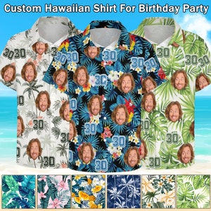 Custom Birthday Hawaiian Shirt, Personalized Photo Hawaiian Dress Shirt Trunks, Custom Shirt Gift, Birthday Party Shirt, Birthday Gift