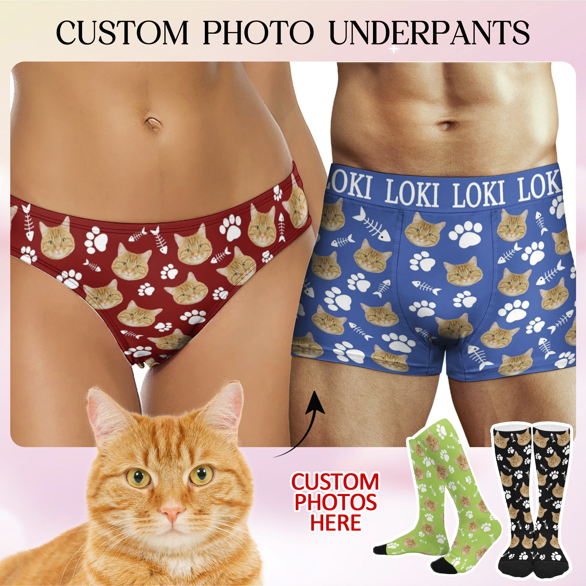 Custom Underwear Add Text & Photos - Basic Low-Rise Underwear
