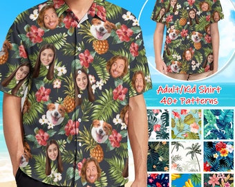Personalized Hawaiian Face Shirt Birthday, Custom Tropical Flower Shirt For Adult Kid, Personalized Mens Hawaiian Shirt, Birthday Party Gift