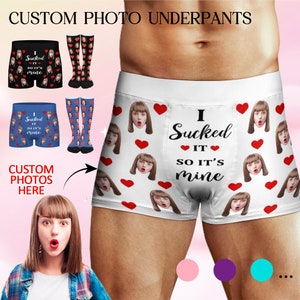 Custom Underwear for Women Men, Custom Boxer Sock, Custom funny Design Underwear and Socks,Boxer with Face, Popular Anniversary Gift