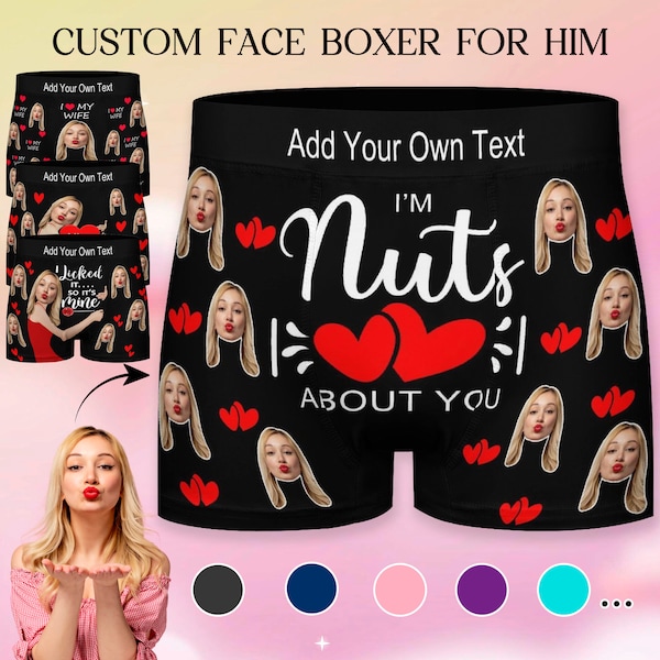 Custom Boxer Briefs,Custom Boxers With Text,Custom Boxers with lover Face,Personalized Face Boxers for Husband,Popular Valentine's Day Gift