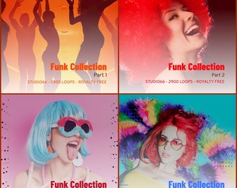 Funk- en discobundelvolumes 1-4 WAV-voorbeelden en loops / Hiphop, Disco, RetroWave en Cinematic / Download