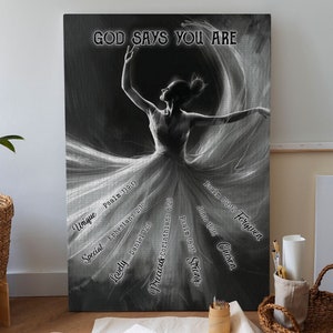 Canvas Prints God Says You Are Unique Special, Ballet Painting, Gift For Christian, Religious Home Decor, Ballet Dancer Art, Birthday Gift