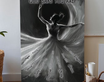 Canvas Prints God Says You Are Unique Special, Ballet Painting, Gift For Christian, Religious Home Decor, Ballet Dancer Art, Birthday Gift