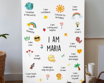 Children Affirmation Canvas, Motivational Kids Poster, Classroom Posters Quotes, Educational Wall Art, Play room Wall Art Decor