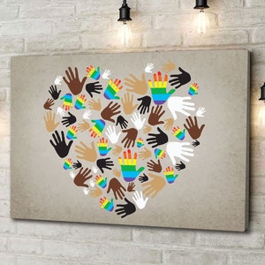 Diversity Hands Heart Diversity Canvas, Diversity Classroom Decor, Educational Wall Art Diversity Poster Gift