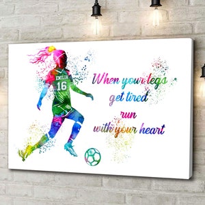 Female Football Personalized Watercolor Print Soccer Player Girl Soccer Woman Personalized Gift Customize Wall Art