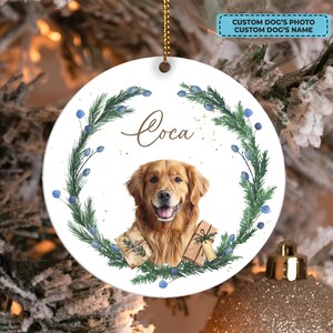 Personalized Pet Ceramic Ornament, Custom Dog Photo Christmas Keepsake, Pet Ornament Using Photo, Cat Christmas Photo Ornament, Pet Portrait