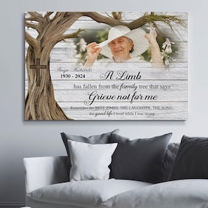 A Limb Has Fallen From The Family Tree Canvas, Memorial Family Personalized Canvas, Custom Memorial Canvas, Remember Your Family Member