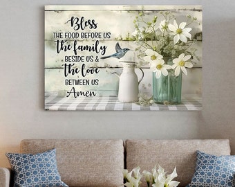 Bless The Food Before Us Canvas Poster, Faith Canvas, Housewarming Gift, Home Decor, Gift For New Home Owner, Religious Gift Ideas