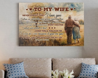 Canvas to My Wife Never Forget That I Love You Couple Wall Art, Wedding