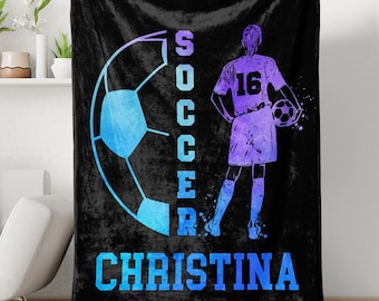 Soccer Girl Galaxy Personalized Blanket, Soccer Gifts, Custom Blankets For Soccer Girls, Soccer Gifts For Girls, Soccer Gifts, Gift for Her