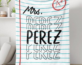 Teacher Personalized Blanket, Notebook Blanket, School Blanket, Teacher Gift, Teacher Appreciation Gift, Custom Teacher Gift, Teacher Life