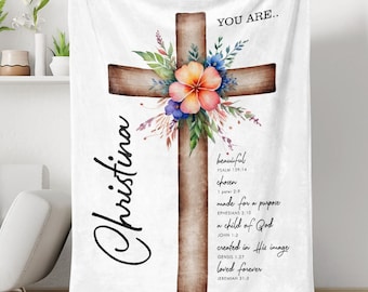 Faith Personalized Blanket, Bible Verse Blanket, Inspirational Gifts For Women, Christian Gifts, Jesus Lover Gifts For Her