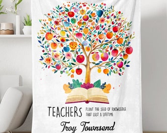 Plant The Seed Of Knowledge, Personalized Teacher Blanket, Custom Teacher Gift, Teacher Blanket, Gift For Teacher, Teacher Appreciation Gift
