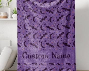 Halloween Bats Personalized Blanket, Halloween Custom Gift, Halloween Blanket, Spooky Bats Blanket, Halloween Home Decor, Fall Blanket Gift