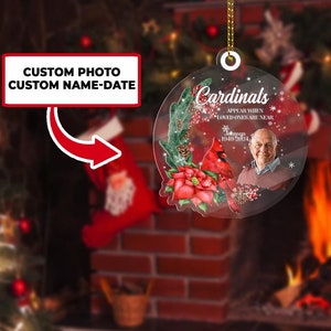 Personalized Photo Memorial When Loved Ones Are Near, Custom Shaped Acrylic Ornament, Christmas Gift, Sympathy Gift For Family,Tree Ornament