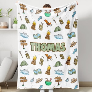Camping Lover Blanket, Custom Camping Car Blanket, Personalized Camping Gift, Family Adventure Gift Camping Blanket, Camping Bedding Gift