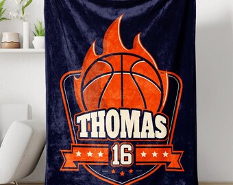 Basketball Fire Custom Blanket, Personalized Basketball Blanket, Basketball Custom Gift, Gift For Basketball Players, Basketball Lover