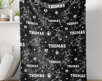 Soccer Player Custom Name Blanket, Personalized Gift For Soccer Player, Soccer Blanket Gift, Soccer Lover, Gift For Athlete, Gift for Him