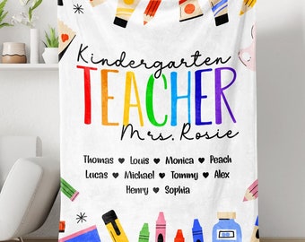 Custom Kindergarten Teacher Blanket, Personalized Gift For Teacher, Teacher Appreciation Gift, Personalized Teacher Blanket, Teacher Life
