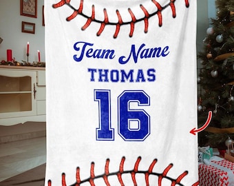 Custom Baseball Team Blanket, Personalized Baseball Blanket, Custom Name and Number Baseball Gift, Baseball Fan Gift, Gift for Baseball Fans