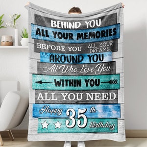 35th Birthday Blanket, Birthday Blanket Gift, 35th Birthday Gifts for Men, Gifts For Women, Birthday Gifts For Mom, Dad Gifts