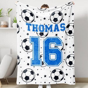 Soccer Ball Custom Name Blanket, Personalized Gift For Soccer Player, Soccer Blanket Gift, Soccer Lover, Gift For Athlete, Gift for Him