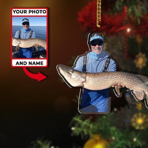 Custom Fishing Photo Ornament, Fishing Ornament Christmas, Picture Acrylic Ornament, Ornaments Christmas Personalized, Fishing Ornament