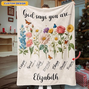 God Says You Are Blanket, Personalized Faith Blanket, Christian Blanket, Religious Blanket, Bible Verse Blanket, Christmas Gift for Her