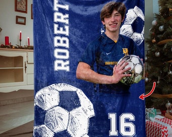 Soccer Custom Image Blanket, Personalized Soccer Blanket, Football Fan Gift, Soccer Decor, Sports Blanket, Custom Blanket, Cozy Blanket