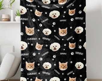 Custom Cat Face Blanket, Pet Blanket, Gift For Cat Mom, Cat Pictures Blanket, Pet Photo Blanket, Cat Memorial Blanket, Gift For Cat Lover