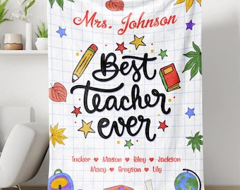 Best Teacher Ever Customized Teacher Appreciation Blanket, Soft Fleece or Sherpa Blanket, Gift For Teacher, Teacher Appreciation Gift