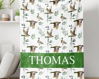 Mallard Duck Personalized Baby Blanket, Fleece Sherpa Baby Blanket Gift, Toddler Blanket, Baby Room Decor, Toddler Birthday Gift