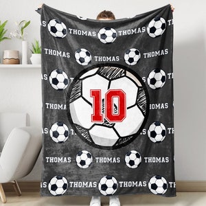 Soccer Ball Boys Personalized Blanket, Soccer Gifts, Custom Blankets For Soccer Lover, Soccer Gifts For Boys,Girls Soccer Gifts,Gift for Him